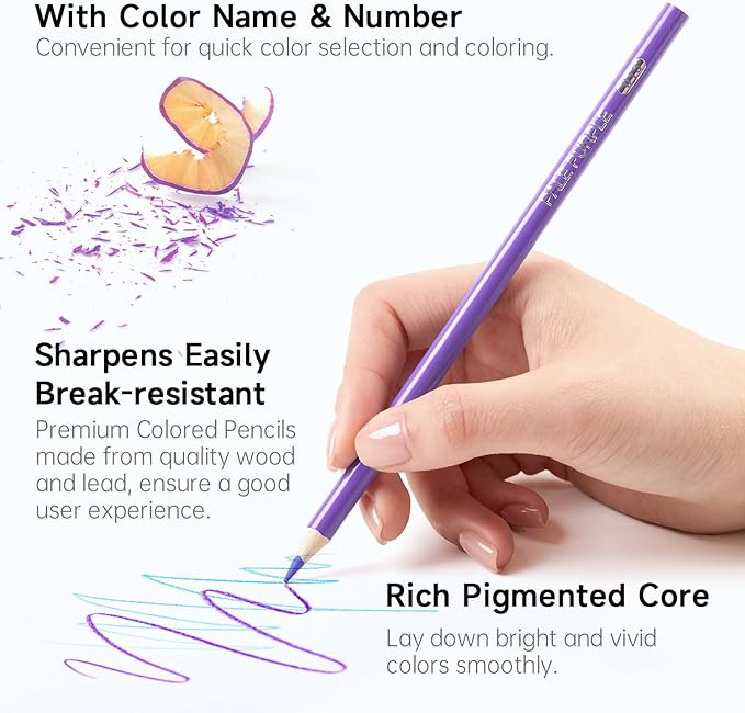 Shuttle Art 136 Color Pencils for Adult Coloring Book, Soft Core Colored - Image 4