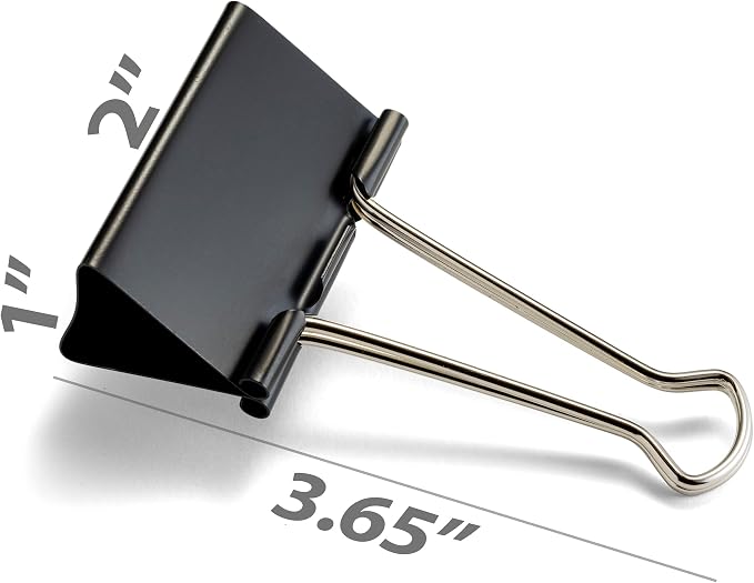 Officemate Large Binder Clips, 2 inch Wide, 1 inch Capacity, Box of 12 - Image 2