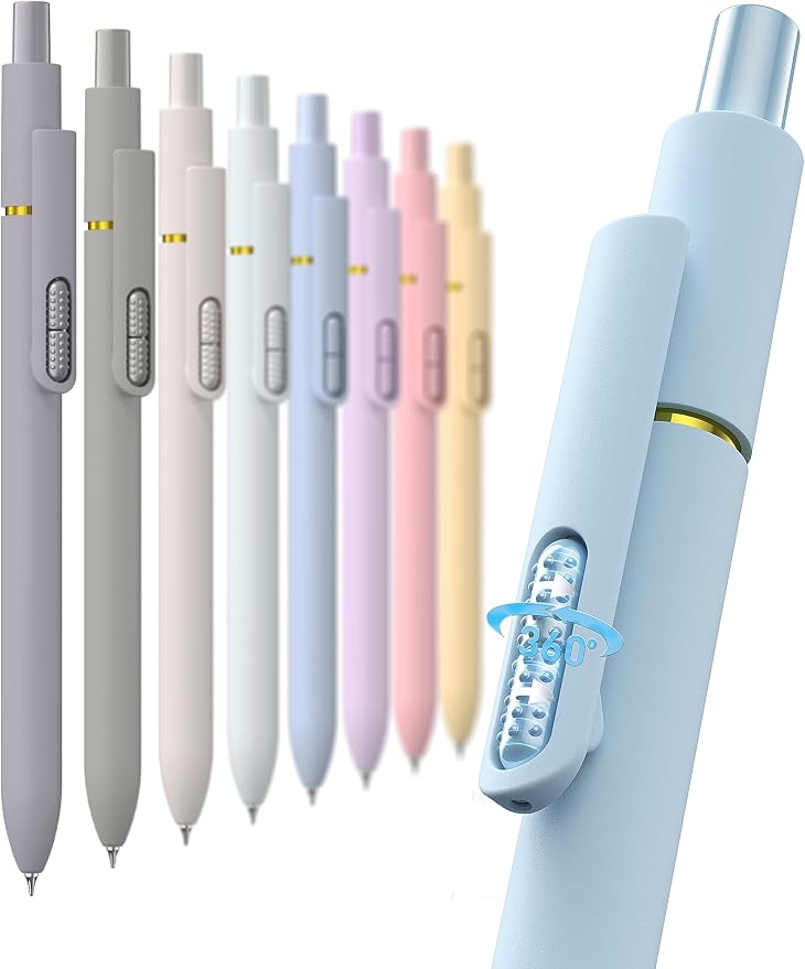 Hiacry 8 Pcs Gel Pens, Quick-Dry Black Ink-0.7 MM Fine Point Fidget Pens | by HIACRY