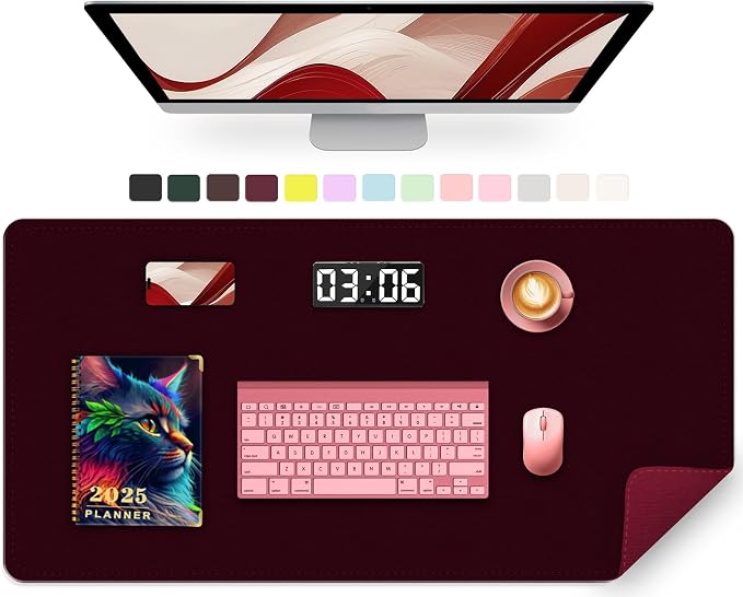 Large Desk Mat 35.4" x 17", PU Leather Desk Pad Protector, Non-Slip Large Mouse by METEOROCK