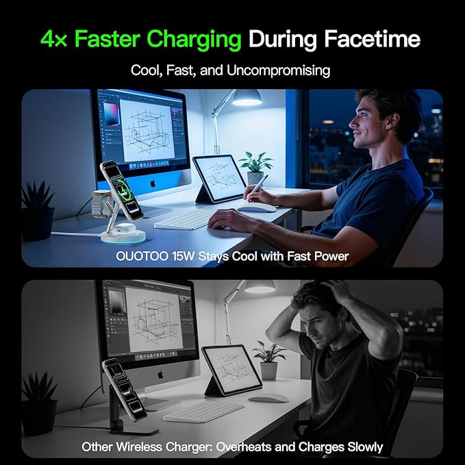 【Adjustable Blue Ambient Light】 Wireless Charger 3 in 1 - Image 4