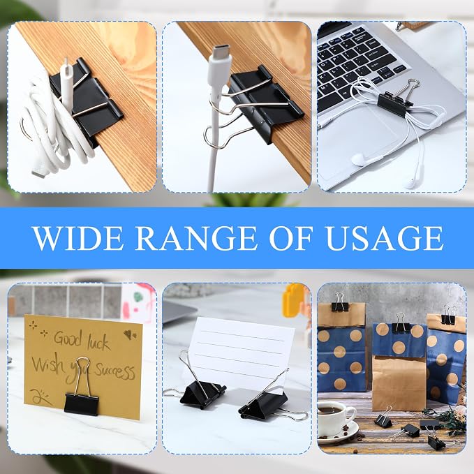 Jetec 500 Pieces Binder Clips 1.6 Inch Medium Paper Clamps Metal Paper Clips - Image 4