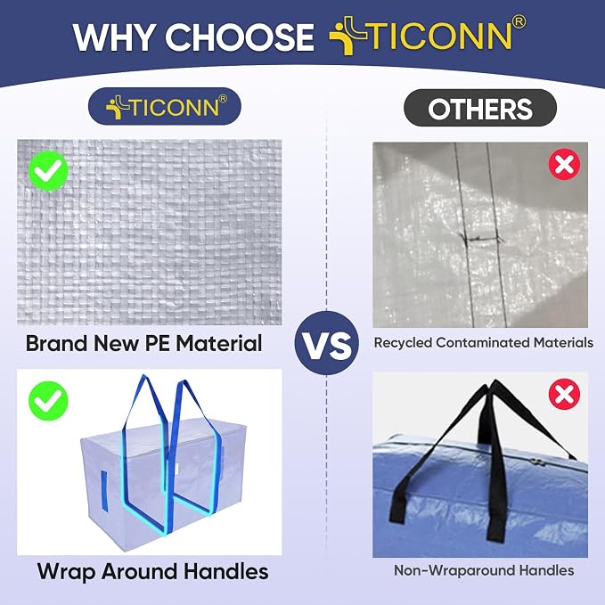 TICONN 2 Pack Extra Large Moving Bags Heavy Duty - Image 6