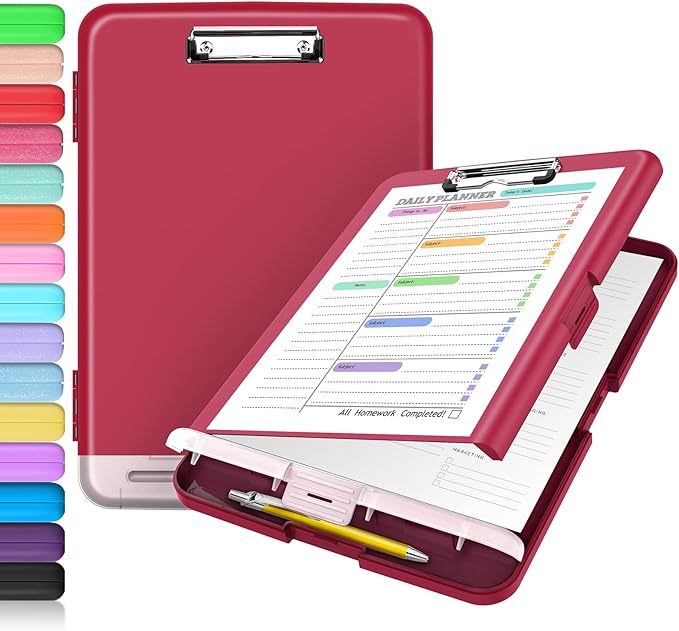 Sooez Clipboard with Storage, Clip Board 8.5 x 11 with Pen Holder, Plastic by Sooez
