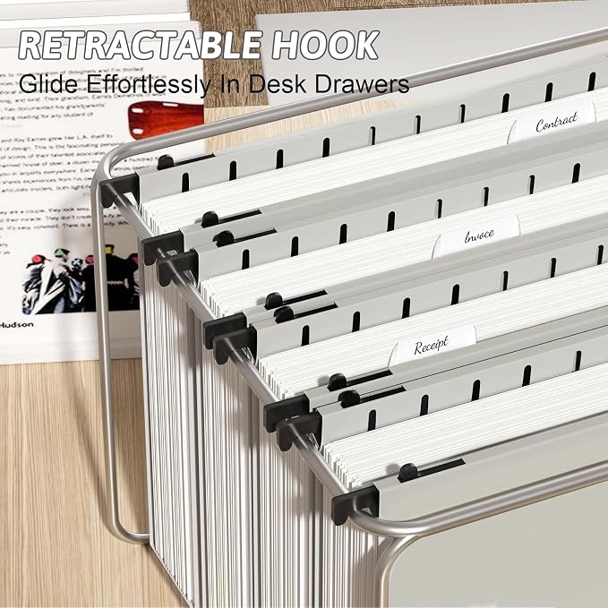Extra Capacity Plastic Hanging File Folder Letter Size, 12 Pack Reinforced Hang - Image 6