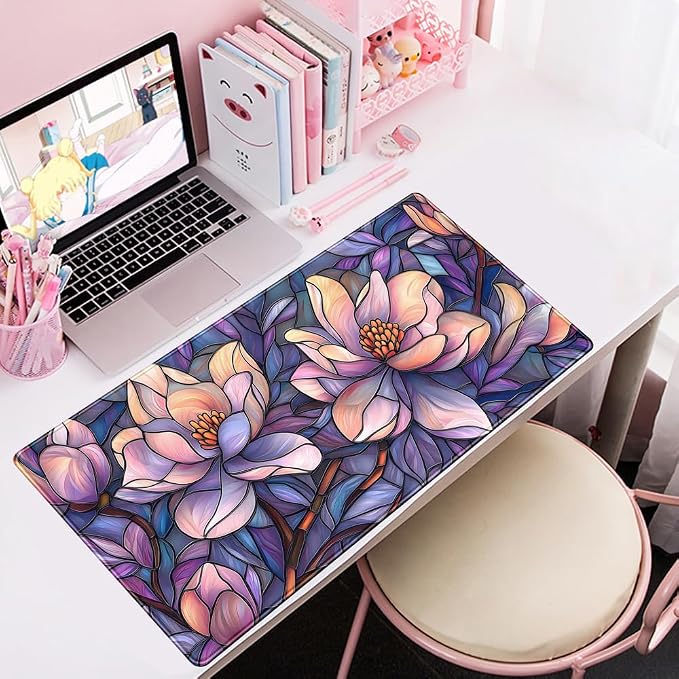 Floral Desk Mat Gaming Large Mouse Pad Desk Keyboard Pad, Long Computer Mat - Image 8