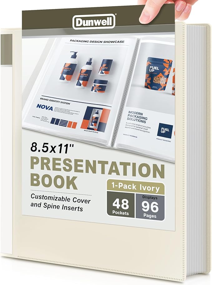 Dunwell Presentation Binder 48-Pocket, Displays 96 Pages, 8.5x11 Portfolio by Dunwell