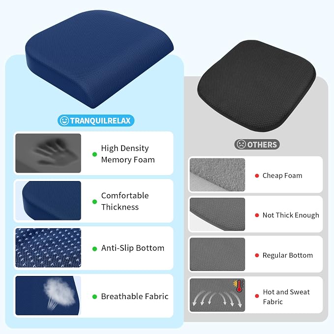 TranquilRelax XLarge Seat Cushion, Memory Foam Cushion - Image 6