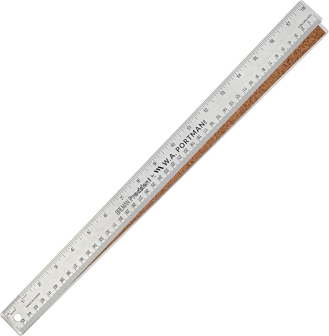 Breman Precision Metal Ruler 18 Inch Cork Back – Stainless Steel Straight Edge by WAPortman