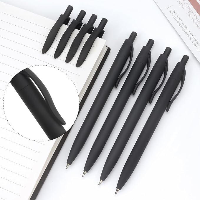 Bribobo 8 Pack Ballpoint Pens Retractable No Bleed Black Click Pens, Medium - Image 6