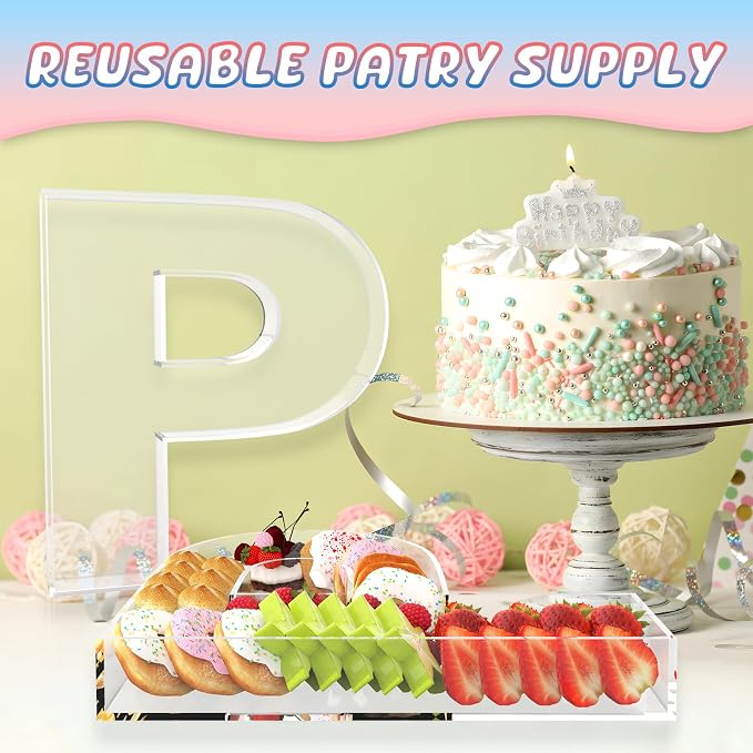 13.8" Extra Large Acrylic Letter Charcuterie Board Box, Reusable Fillable - Image 4