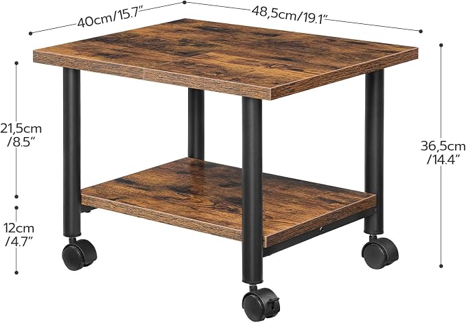 HOOBRO Printer Stand, 2-Tier Industrial Under Desk Printer Cart - Image 5
