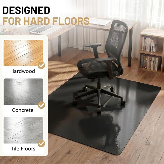 Black Office Chair Mat for Hardwood Floors 48" x 60", Heavy Duty Floor - Image 4