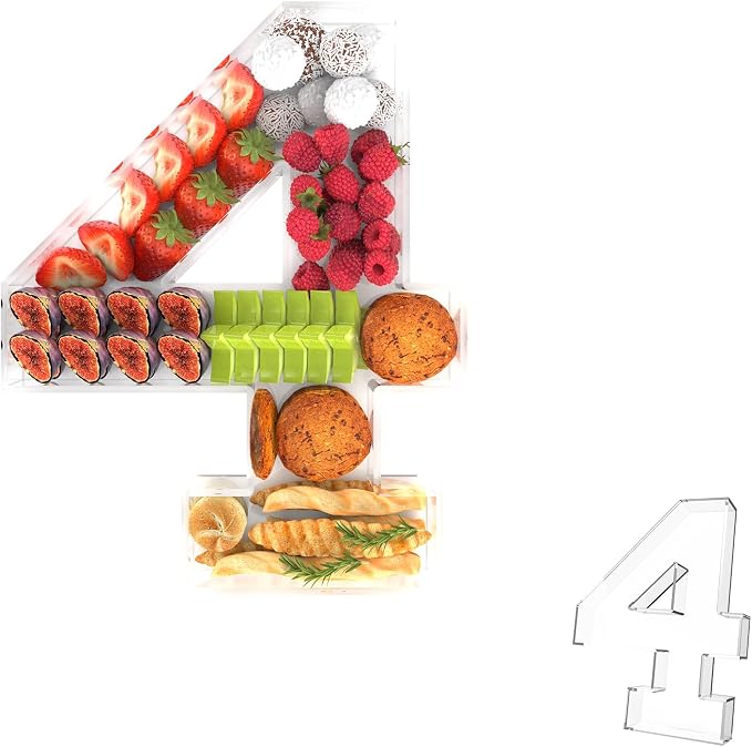 11" Acrylic Number Charcuterie Tray, Fillable Number Charcuterie Box by Tdsuco