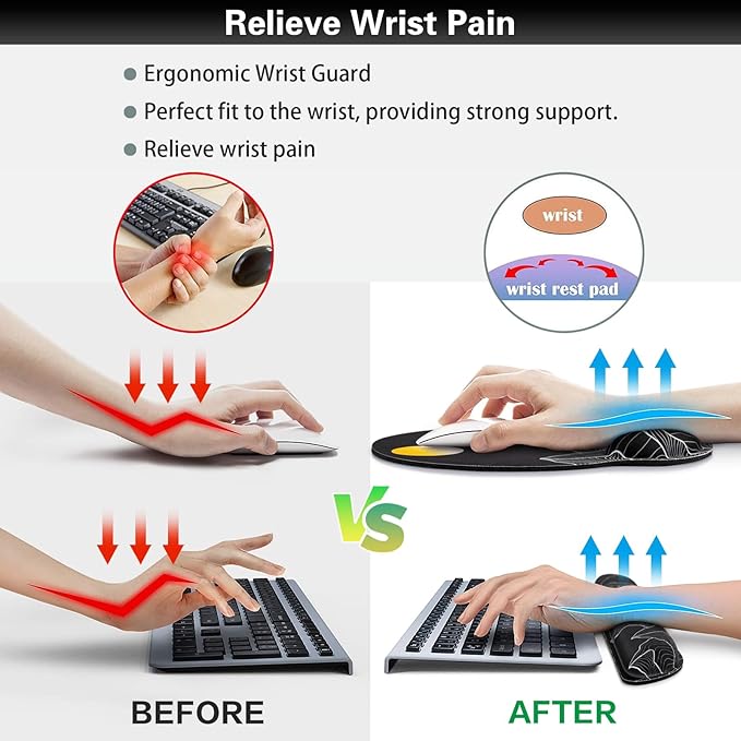 Mouse Pad Black, Ergonomic Keyboard Wrist Rest, Mouse Pad - Image 4