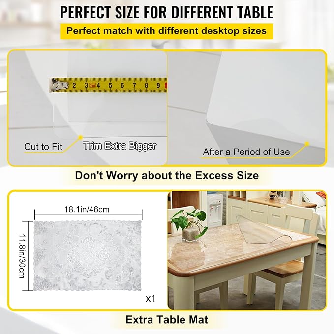 VEVOR Clear Desk Cover Protector, 36 X 60 inch, 2 mm Rectangle Waterproof Thick - Image 6