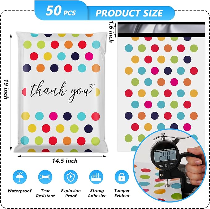 14.5x19 Poly Mailer Envelopes 50 Pack Shipping Bags - Image 2