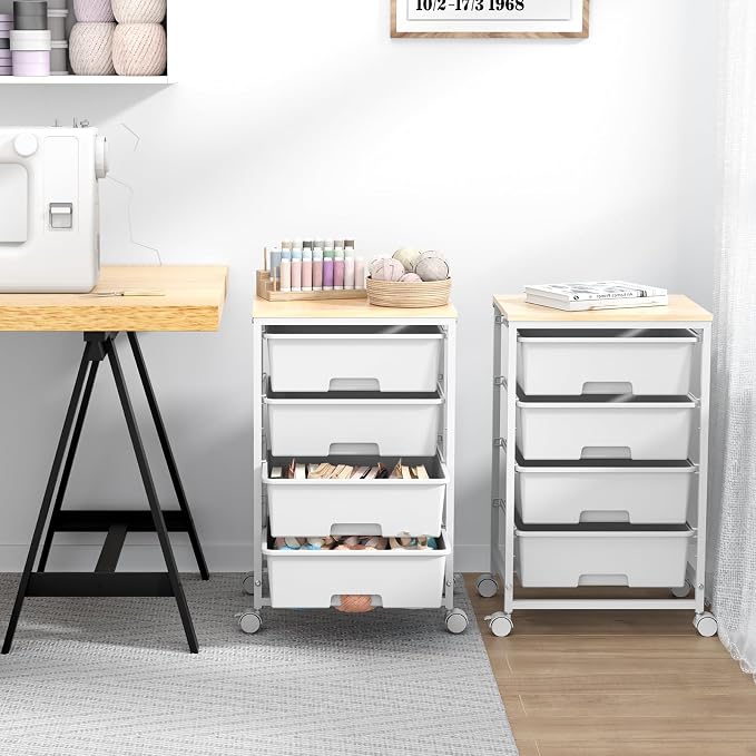 SYKIARIOL Utility Cart with 4 Drawers, 4-Tier Rolling Storage Cart Organizer - Image 8