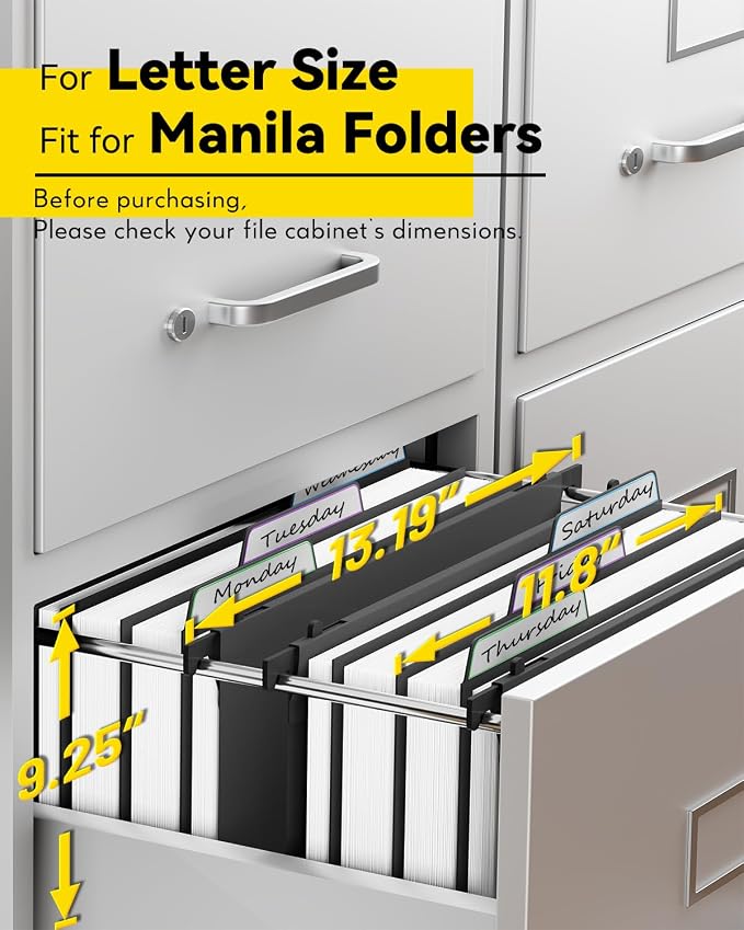 Ansook Extra Capacity Hanging File Folders Letter Size, Heavy Duty 4" - Image 3