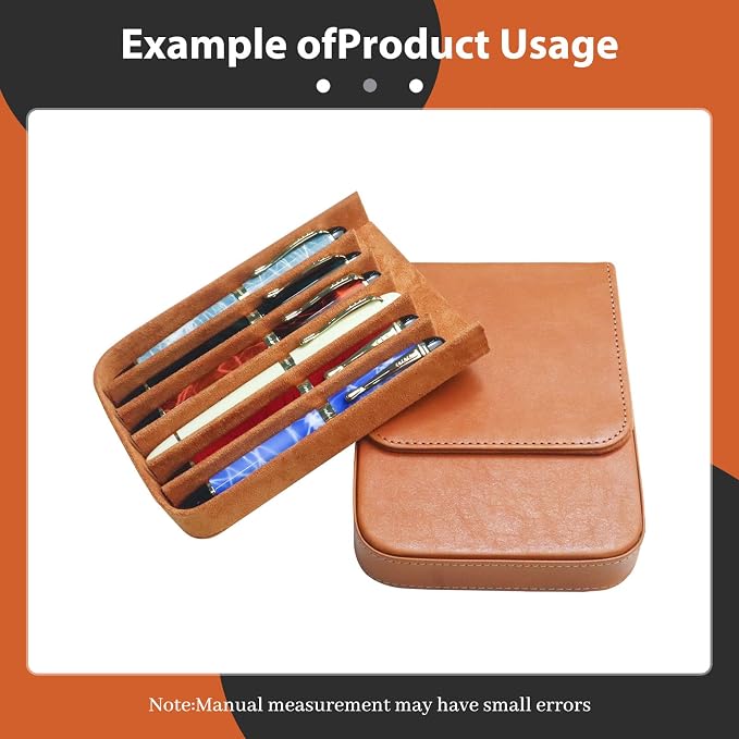 Leather 6 Fountain Pen/Pencil Tray Case, Magnetic Closure - Image 4