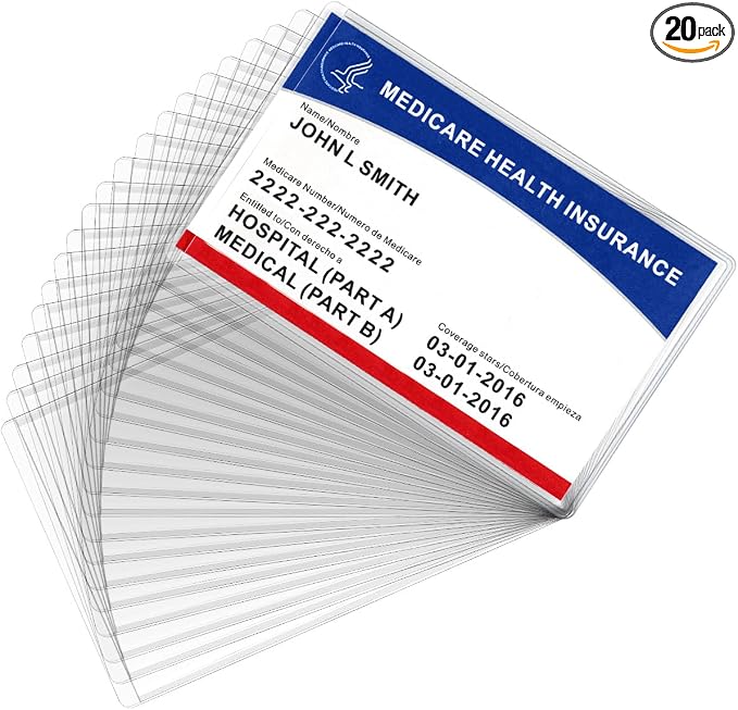 MaxGear Medicare Card Protector Sleeves, 20 Pack | 12 Mil Thickness, by MaxGear