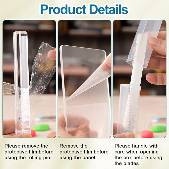 Amrules Clay Tools Kit, Rectangle Shape Acrylic Press Board and Roller Pin - Image 3