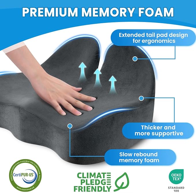 CushZone Seat Cushion, Memory Foam Office Chair Seat Cushion - Image 3