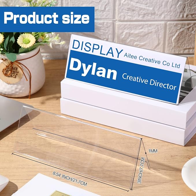 Vicenpal Acrylic Name Plate for Desk, PVC Names Tent Card Holder, Table Sign - Image 2
