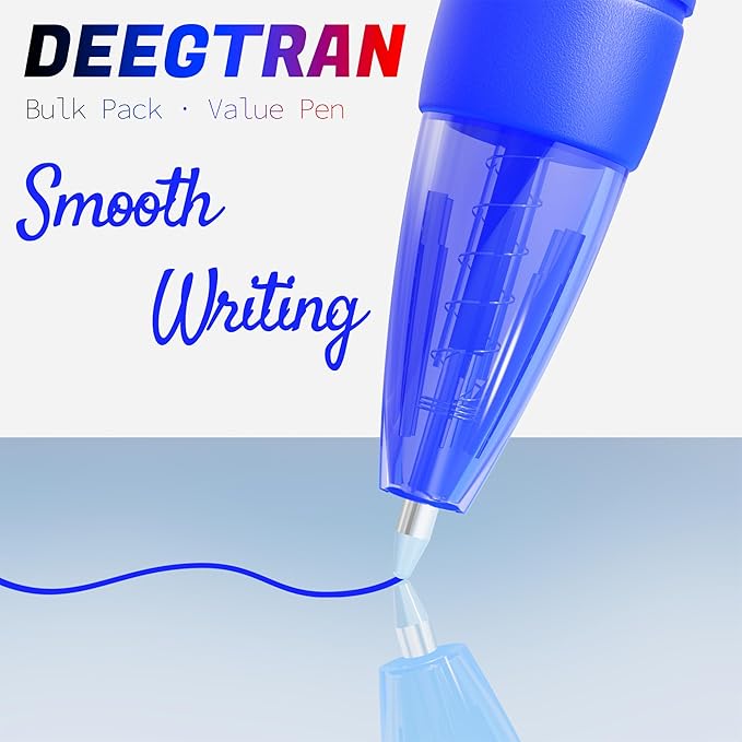 deegtran Pens Bulk, 30 Pack No Bleed Blue Ink Click Pens - Image 3