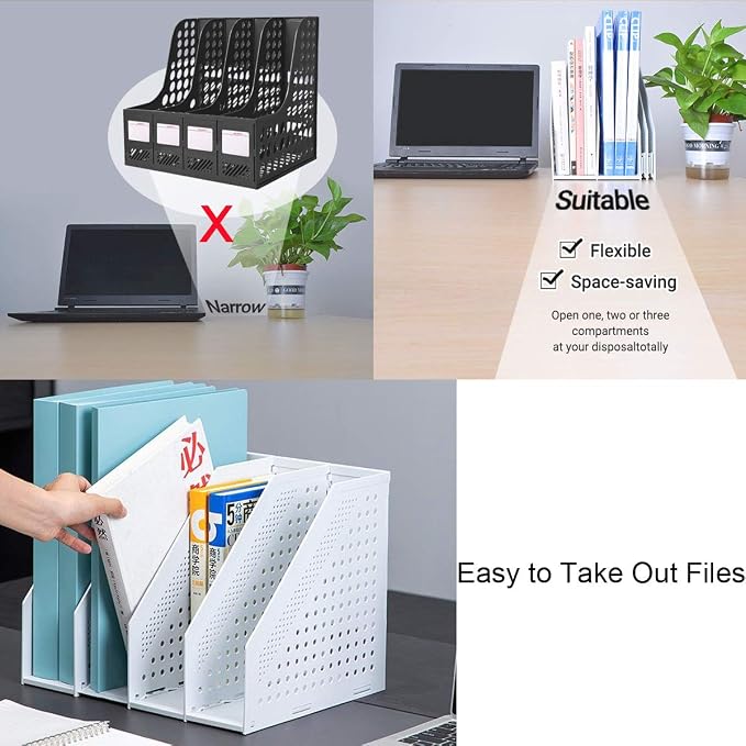 Lemical Magazine Holder 4 Vertical Compartments Collapsible Magazine File - Image 6