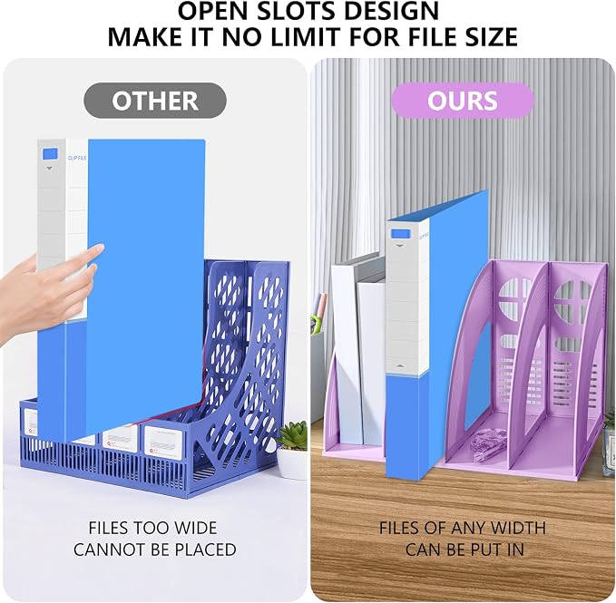 SAYEEC Sturdy Magazine Holder 4 Compartments Plastic Desktop File Organizer - Image 4