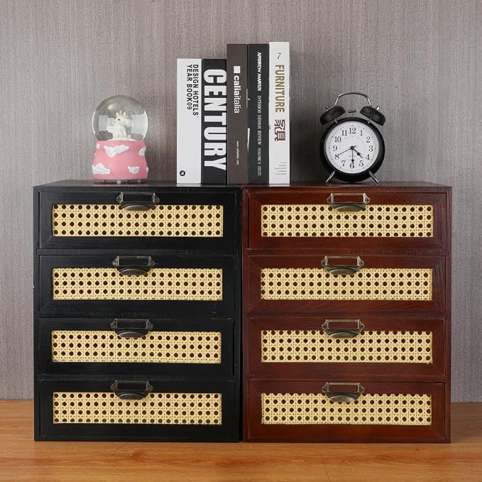 GoooodGIFT Large Wooden Drawer BoHo Desk Organizers Wooden Storage Dox - Image 7