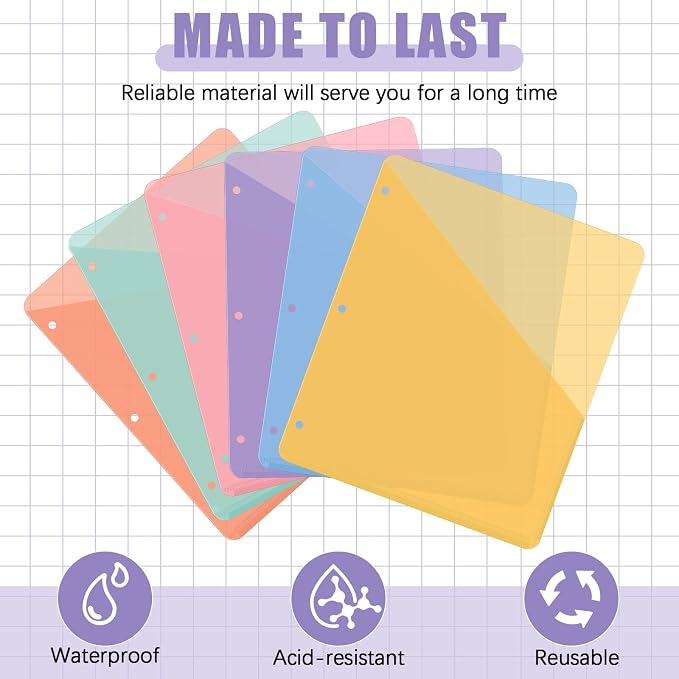 Maitys 30 Pack Binder Pockets 3 Hole Punch Clear Plastic Document Folders - Image 2