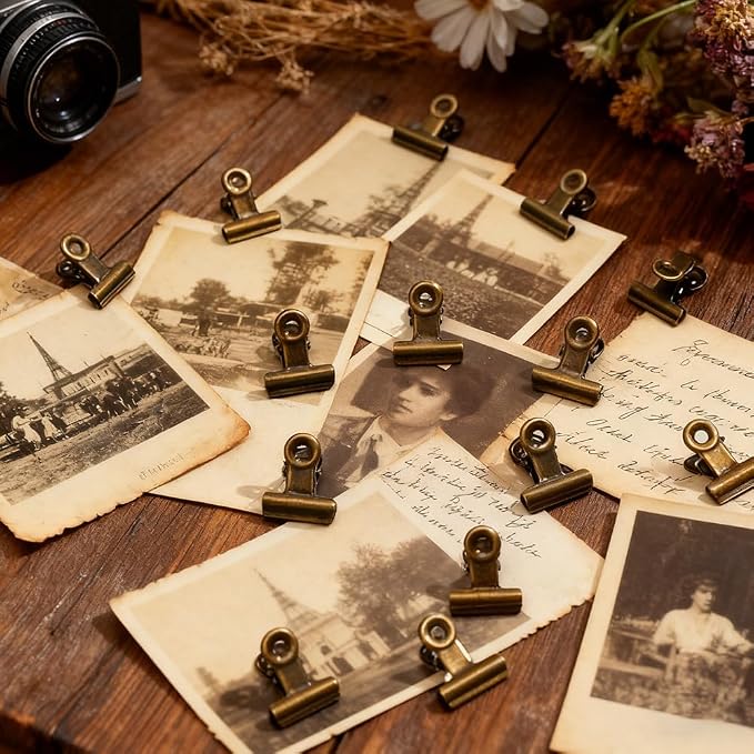 CRASPIRE 60Pcs Bronze Bulldog Clips Mini 1in Vintage Metal Binder Hinge Clip - Image 4