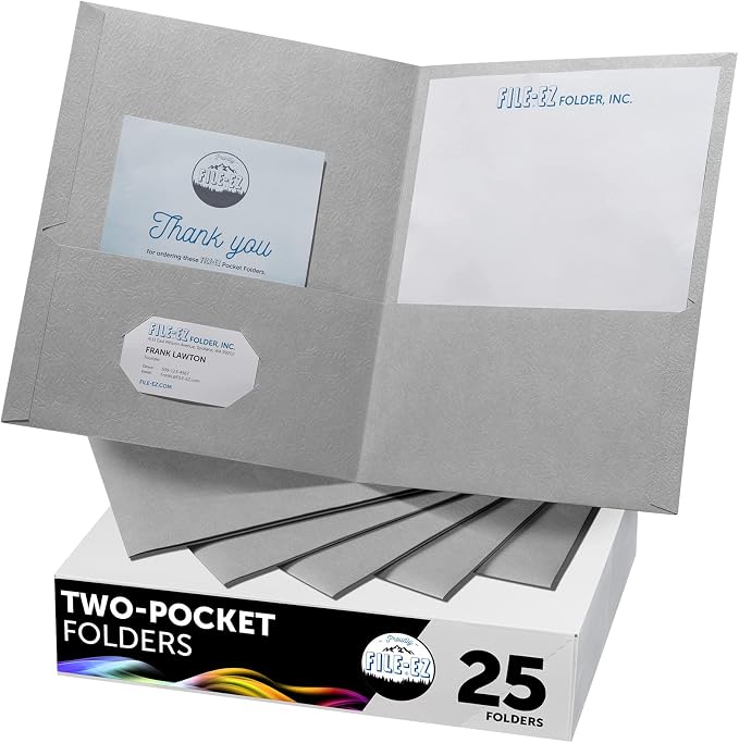 FILE-EZ Two-Pocket Folders, Textured Paper, Letter Size by FILE-EZ