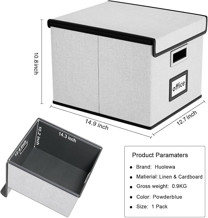 File Organizer Box with Lid, Collapsible File Folder Organizer - Image 3