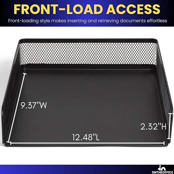 1InTheOffice Letter Trays for Desk Stackable, Front-Load Mesh Desk Tray - Image 5