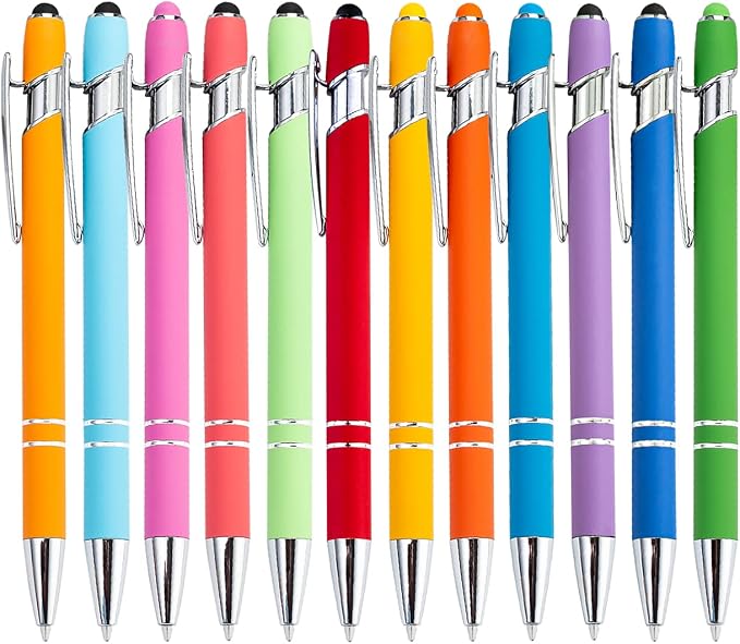 PASISIBICK 12 Pieces Rainbow Rubberized Soft Touch Ballpoint Pen - Image 8