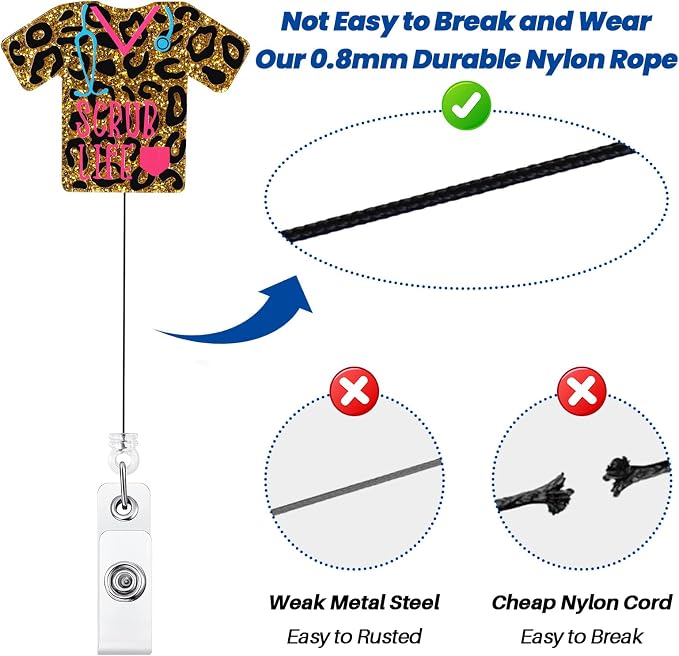 Leopard Scrub Life Funny Badge Reel, Cute Retractable ID Card Badge Holder - Image 5