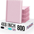 Fuxury Small Bubble Mailers 4x8" 800 Pack Light Pink Bubble Mailer Usable Size by Fuxury