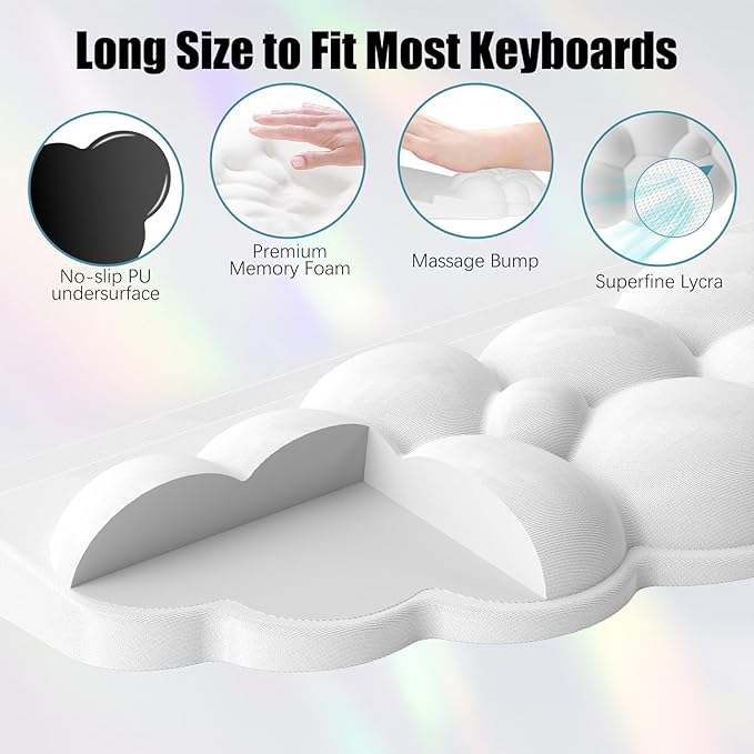 Ergonomic Wrist Rest for Keyboard and Mouse, Soft Memory Foam Cloud Keyboard - Image 6