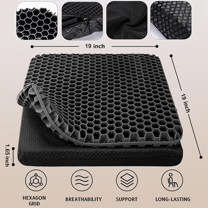 Gel Seat Cushion, Super Large Gel Cushion Chair Pads - Image 3