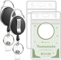2 Pack ID Badge Holder with Badge Reels Retractable Clip Heavy Duty Vertical by BESARME