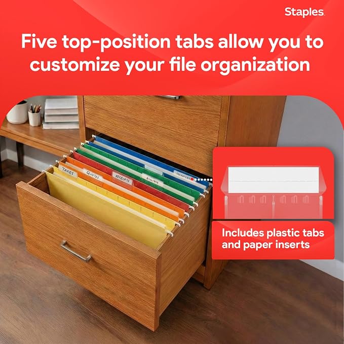 Staples Heavy‑Duty Reinforced Hanging File Folders, Legal Size, 1/5‑Cut Tabs - Image 5