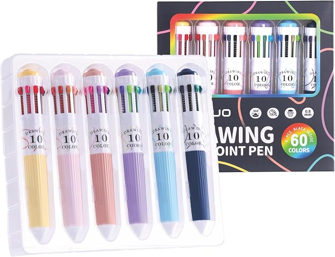 languo 60 Colors Multicolor Pen, 0.8mm Tip Retractable Colored Pens by languo