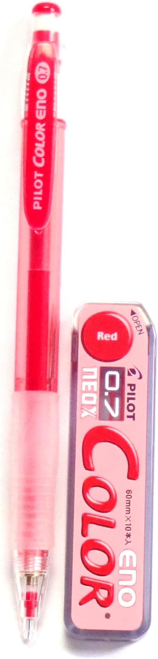 Pilot Color Eno Red Set, 0.7mm Mechanical Pencil + Mechanical Pencil Lead 0.7mm by PilotCorporationofAmerica