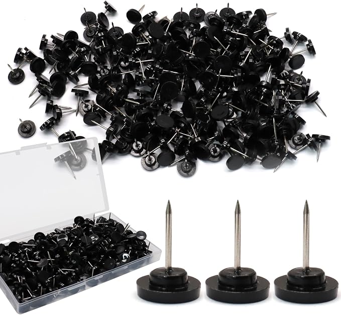 Biaungdo 250 Pcs Black Flat Push Pins, Plastic Round Head Thumb Tacks - Image 7