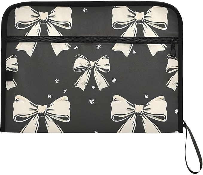 Expanding File Folder Black White Bow Accordion File Organizer 13 Pockets - Image 7