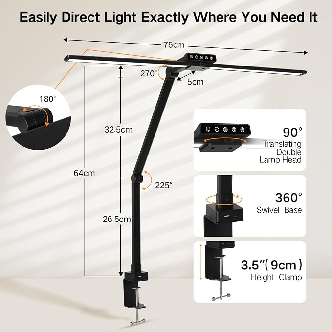 OUTON 29.5" LED Desk Lamp with Clamp - Image 4