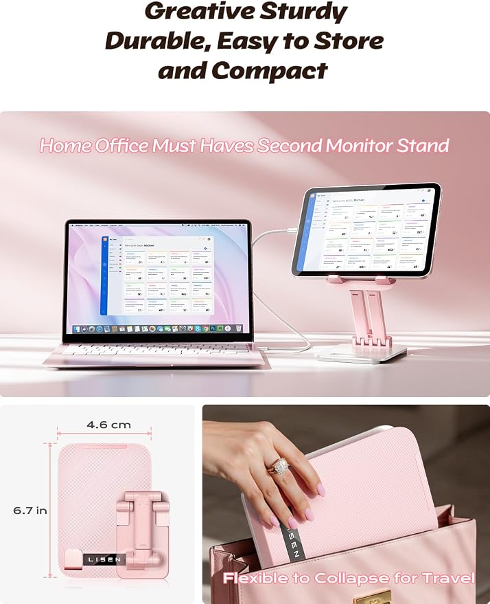 LISEN Tablet Stand for iPad Stand Holder Desk, Foldable eBook Readers Desk - Image 3